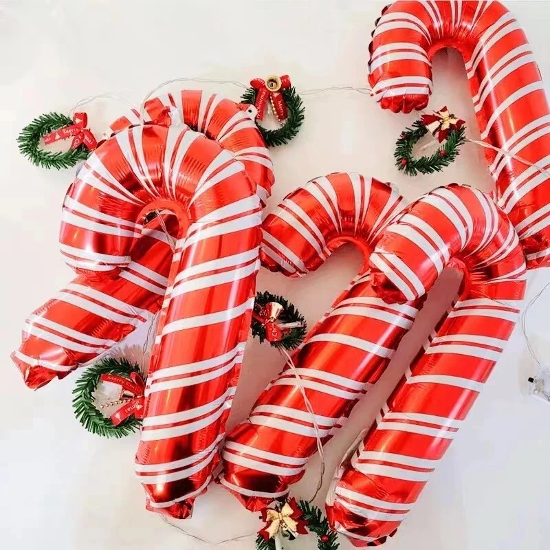 4шт рождественские конфеты трости воздушные шары 33 дюйма надувной фольга воздушный шар Xmas вечеринки Великобритании - Изображение 3 из 4