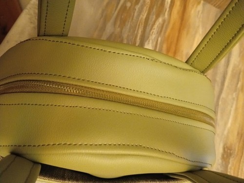 NEW Faux Leather Bowler Double handle Satchel Purse Bag Avocado green Gold rivet - Picture 9 of 9