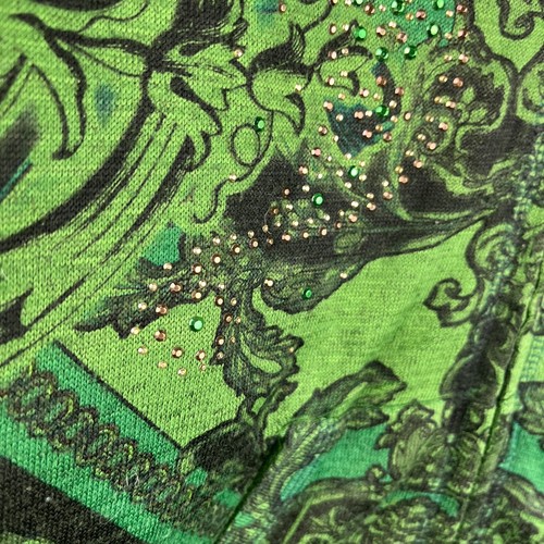 One World Hoodie Womens XL Green Paisley Rhinestones Embellished Goth Fairy - Picture 3 of 8