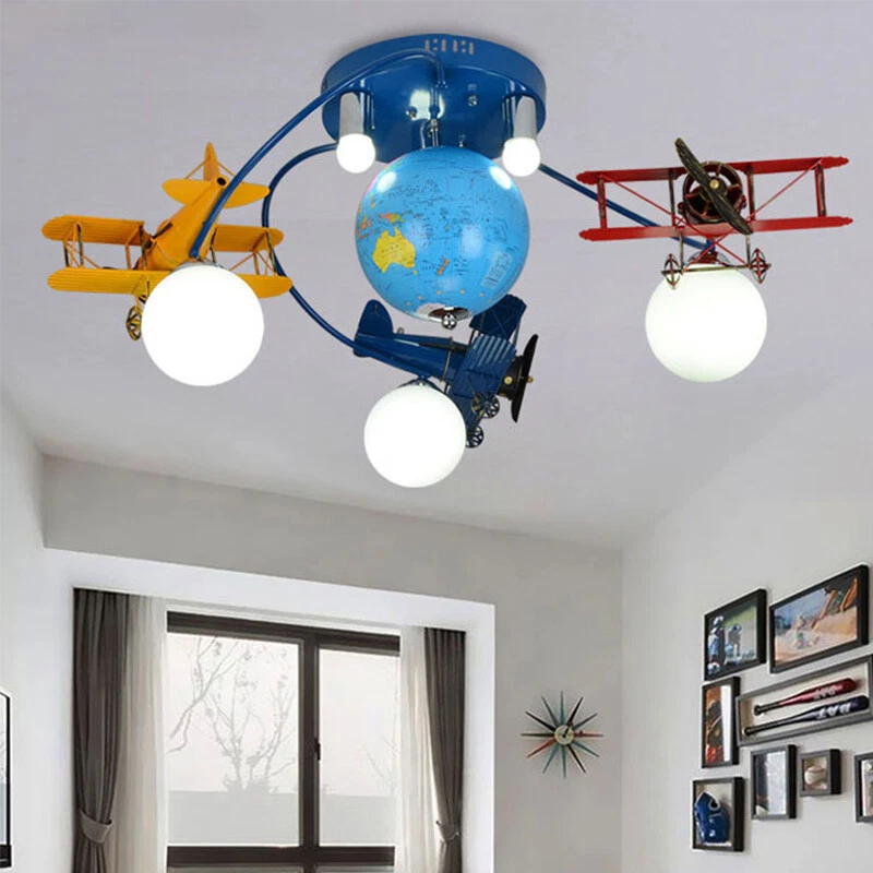 Modern LED Chandelier Lamp Airplane Globe Ceiling Light Fixture