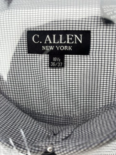 C. Allen Men's Pin Dot Pattern Regular Fit French Cuffs Dress Shirts with Tie Ha - Picture 3 of 4