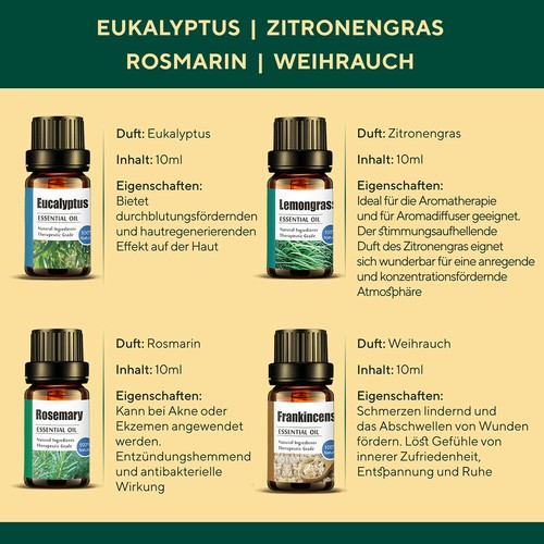 Ätherische Öle Duftöl Aromaöl Raumduft Diffuser Massageöl 100% naturreines Öl - Bild 21 von 40