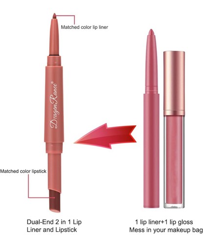 6Pcs Matte Velvet Lipstick + Lip Liner and Lipstick Set - Long Lasting Vegan ... - 第 4/8 張圖片