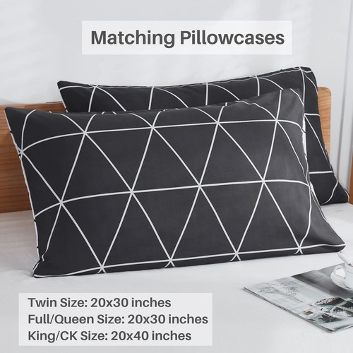 Black & White Comforter Bed in a Bag King for Kids Adults, 3Pcs Reversible Ge... - Picture 6 of 9