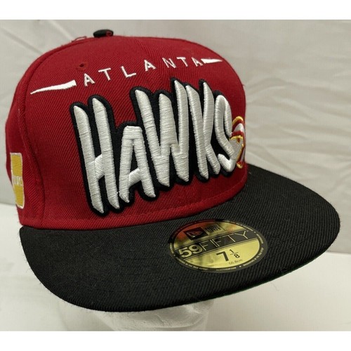 Atlanta HAWKS Hat Cap Fitted 7 1/8 New Era Hardwood Classic 59Fifty  Flat Bill