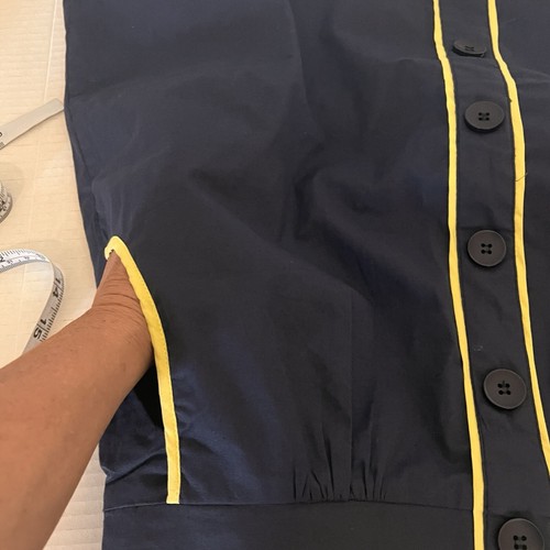 Criss Cross Womens Yellow Blue Retro Inspired Button Front Pockets Lined Skirt L - Picture 9 of 9