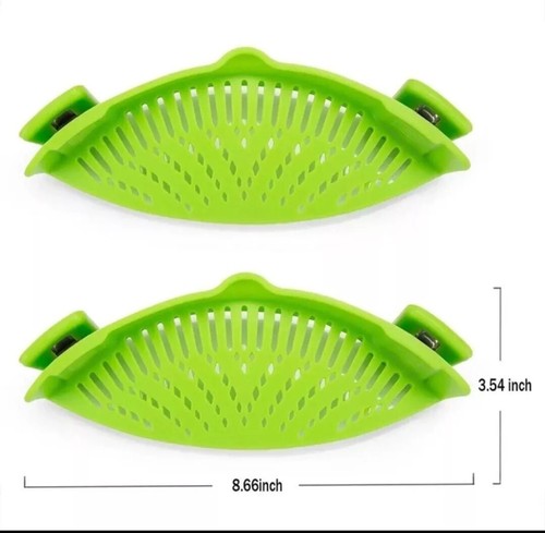 Clip On Silicone Pot Drainer Pan Strainer Pack of 2 Strainers Kitchen Tool UK ✅ - Picture 5 of 7