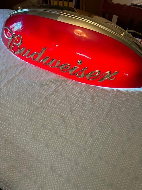 Rare Budweiser Pool Table Light. Maroon when off, Red when Rare Budweiser Pool Table Light. Maroon when off, Red when