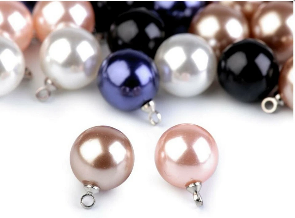 2-20 Kugelknöpfe Kunststoff Perlenknöpfe Brautkleid weiß sekt schwarz Brautmode - Bild 3 von 4