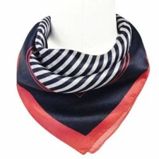 Wrapables 100% Silk Neckerchief Square Scarf, Sailor Stripes Navy