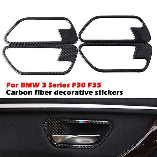Cubierta de borde interior de fibra de carbono real para manija de puerta de automóvil para BMW Serie 3/4 F34 F30 - Imagen 3 de 8