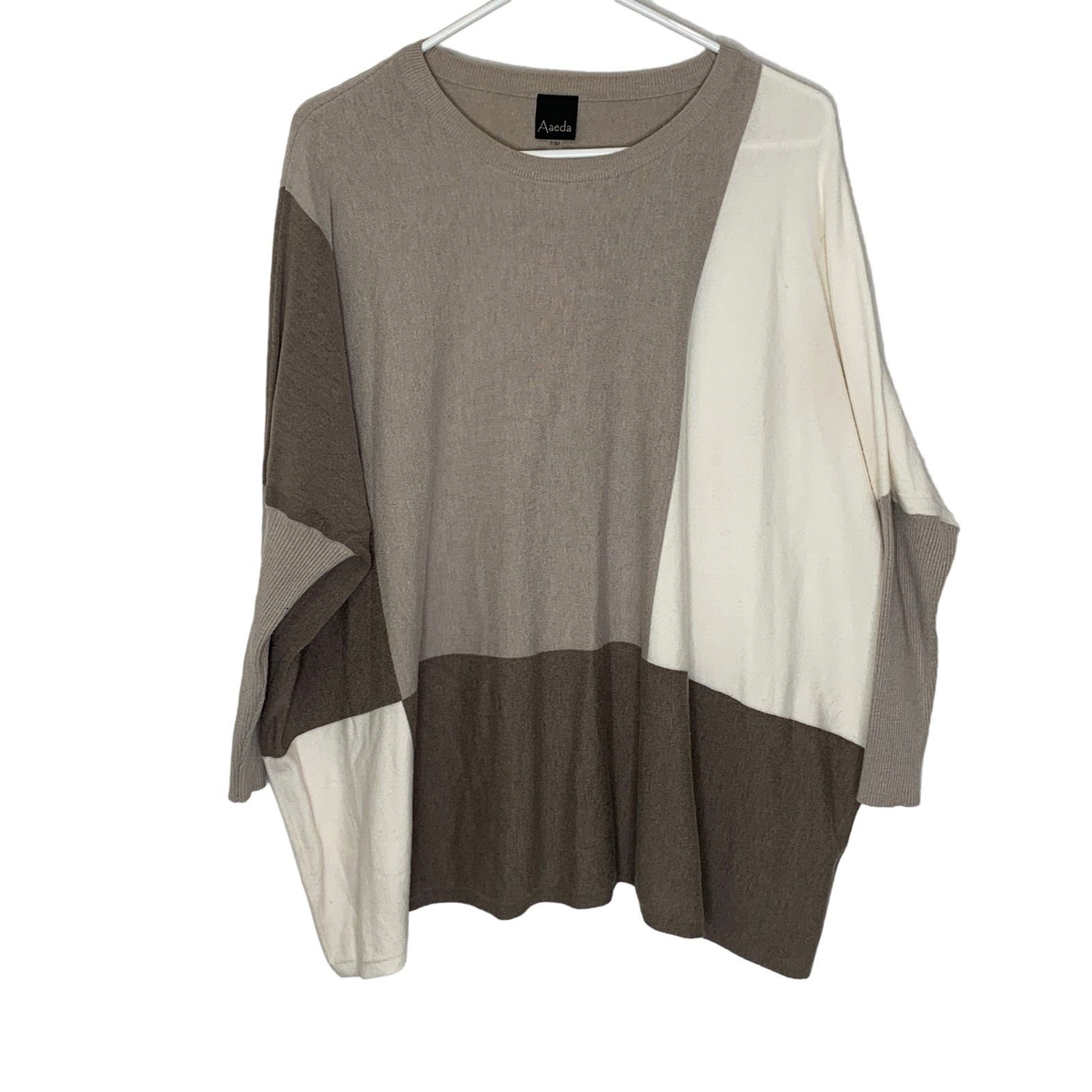 Aaeda Womens Multicolor Colorblock Knitted Long Sleeve