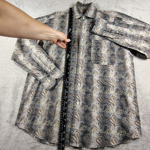 Alan Flusser Shirt Adult M Brown Paisley Long Sleeve Button-up Mens - Picture 3 of 11
