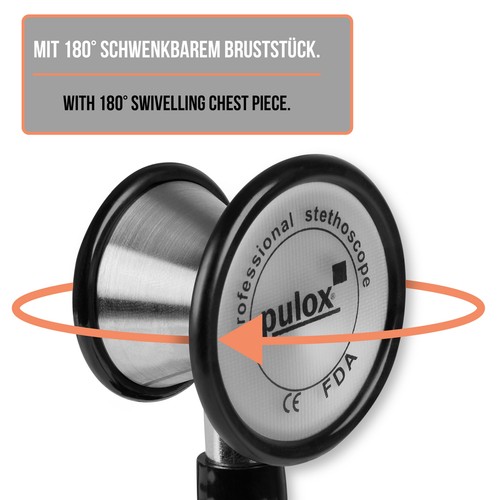 Pulox Kardiologie Stethoskop - Profi-Stethoskop mit Doppelkopf aus Edelstahl - Bild 4 von 6