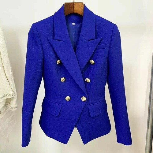 New Women’s Gold Button Blazer Ladies Double Breasted Smart Formal Office Jacket - Picture 14 of 85