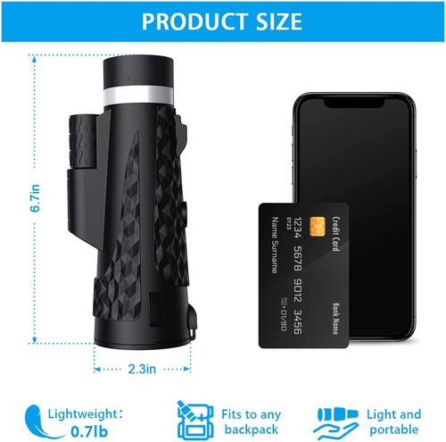 Monocular Telescope, 18X62 High Power HD Waterproof with Tripod and Phone Clip - Picture 8 of 9