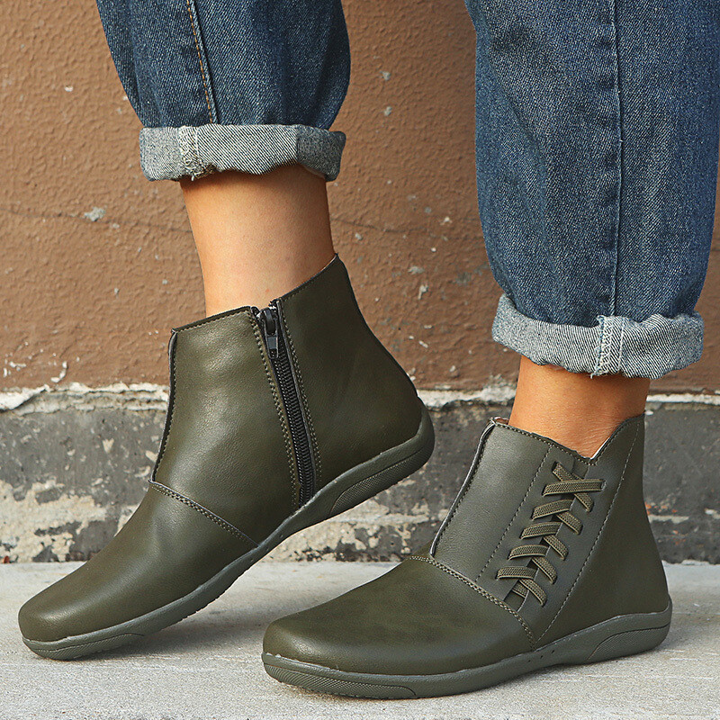 Flat ankle boots with zip sale