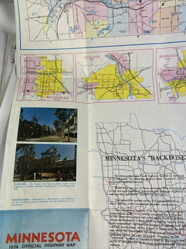 Minnesota Official Highway Map 1974 Backbone Trunk Highway System - Picture 9 of 13