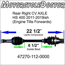 Axle,Rear,RIGHT,UTV400,CV Axle Shaft,HISUN,MASSIMO,400,YS400,MSU400,2011-2017ish