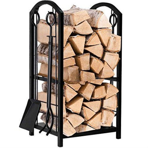 Gran conjunto de herramientas de almacenamiento de leña soporte de troncos compañero chimenea soporte decoración - Imagen 24 de 24