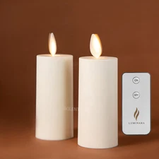 2PCS  Luminara Flameless Moving Wick Ivory Votive Candles w/remote 1.5" x 4.25"