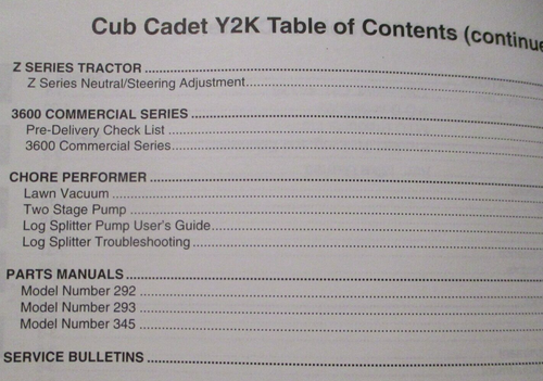Cub Cadet 1999 Y2K Technischer Service Reparatur Update Seminar Handbuch Traktor IH - Bild 5 von 21
