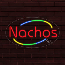 NEW "NACHOS" w/BORDER OVAL 28x16x1 INCH LED FLEX WINDOW/WALL INDOOR SIGN 34548