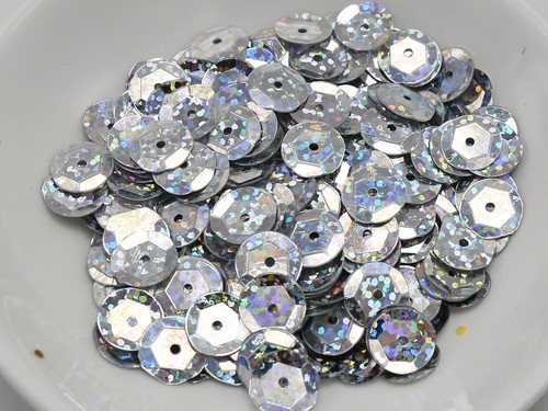 2000 Silver Gold Hologram 10mm CUP round loose sequins Paillette sewing Wedding - Picture 2 of 7