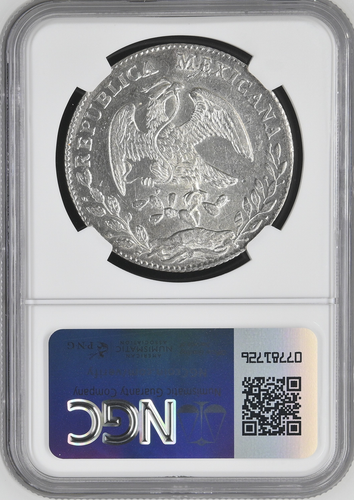 :1877 Go FR 8 REALES GUANAJUATO MEXICO RADIANT CAP NGC UNC-DETAILS HIGH-GRADES - Picture 2 of 2