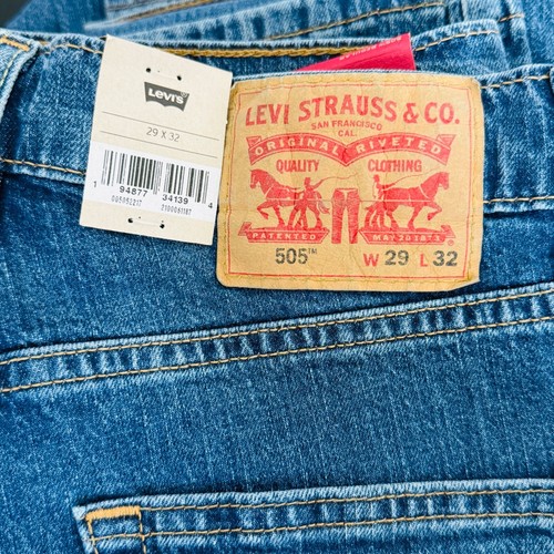 New Levi's Men's 505 Regular fit Fit Jeans Blue Straight Leg Stretch Sz 29 x 32 - Bild 5 von 7