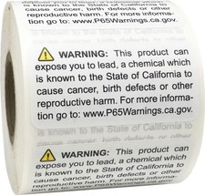 California Proposition 65 Contains Lead Stickers, 1 x 2 Inches, 500 Labels Total