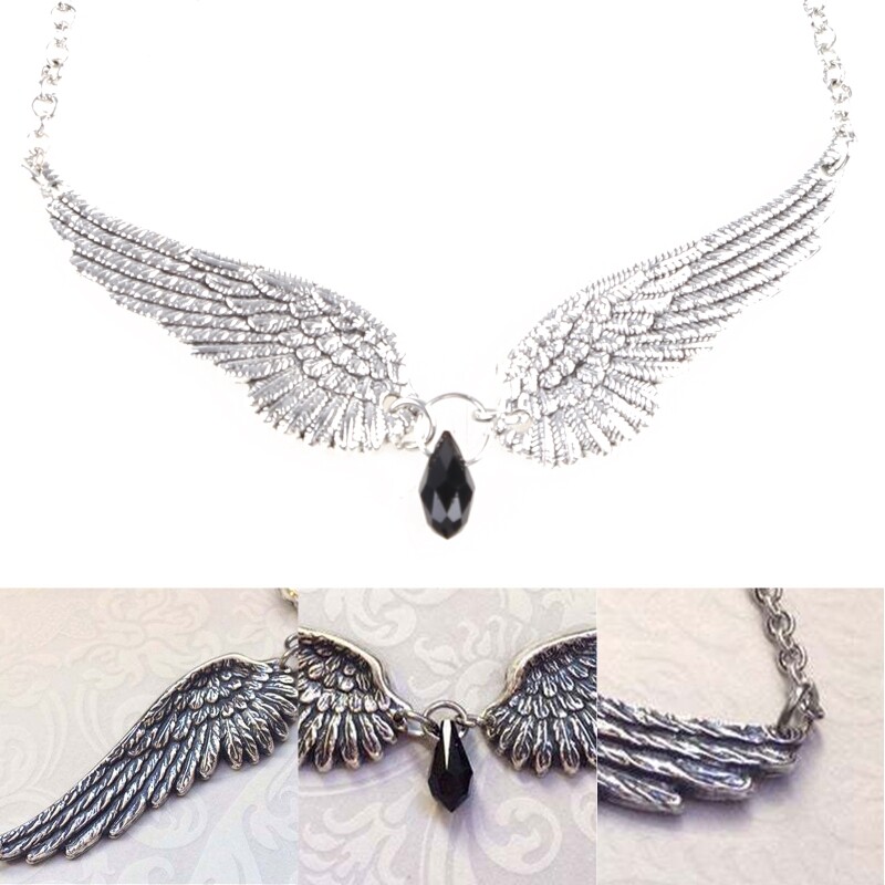 Vintage Angel Wings Feather Choker Pendant Aesthetic Link