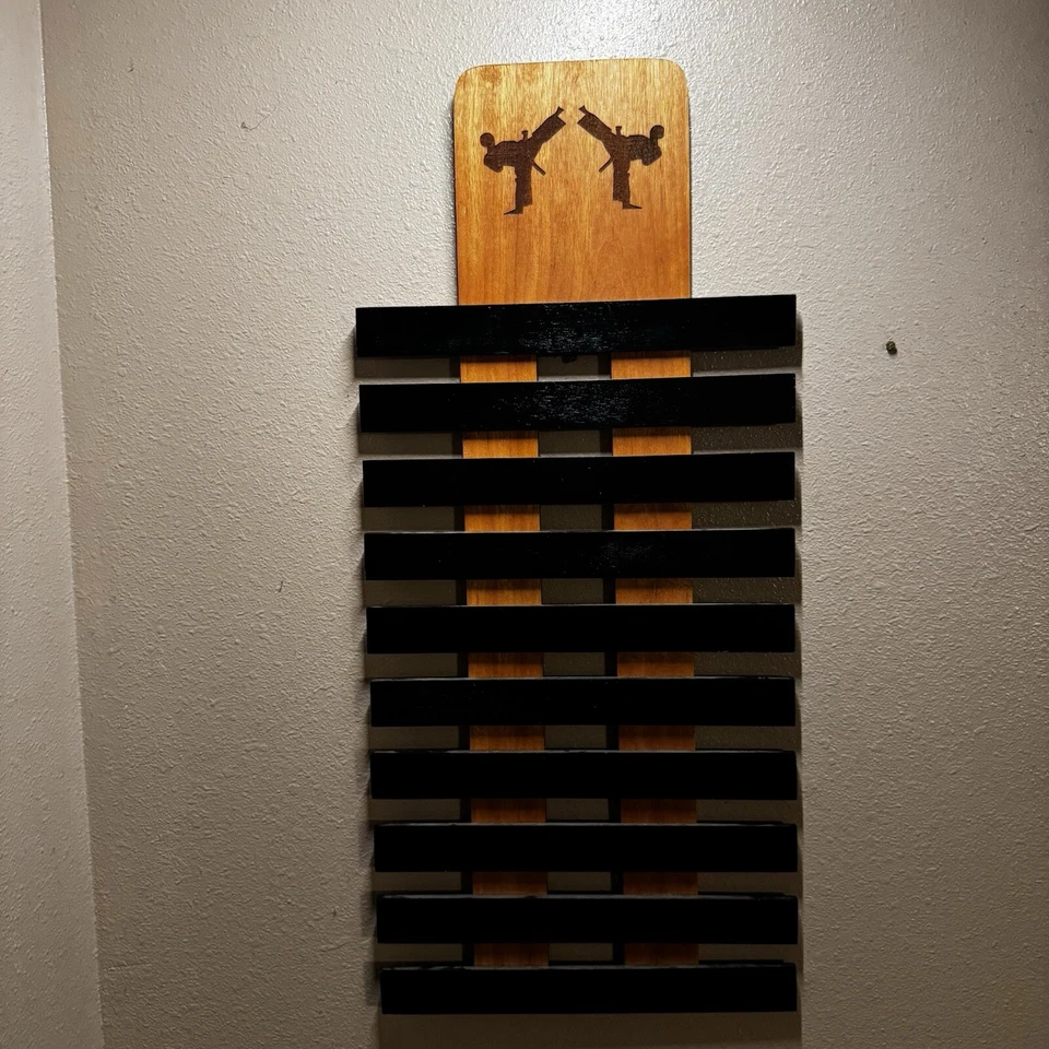 Wooden Karate Belt Display Rack Martial Arts MMA Jui Jistu Belt Holder 10 belts - Image 2 of 4