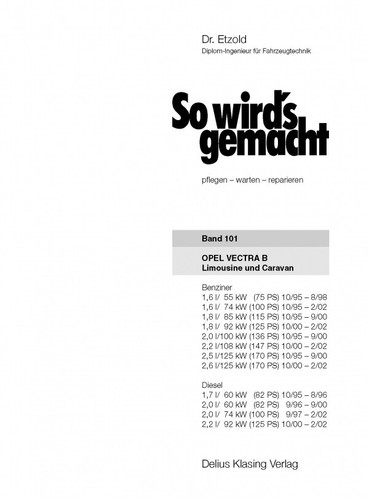 Opel Vectra B Caravan Kombi 10.1995-02.2002 So wirds gemacht Reparaturhandbuch - Bild 5 von 10