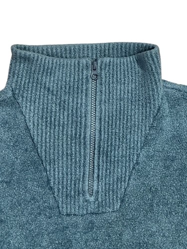 Barefoot Dreams CozyChic Lite Blue 1/4 Zip Pullover Tunic Sweater - Size Large - Picture 2 of 5