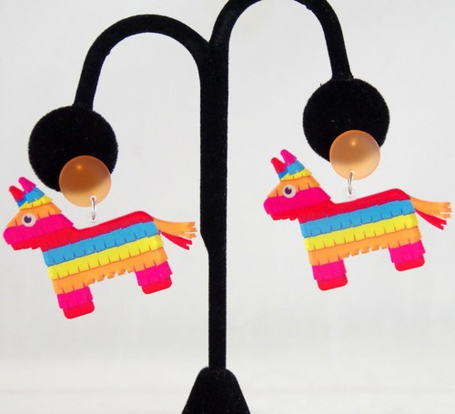 2" NEU OHNE ETIKETT CINCO DE MAYO ESEL/BURRO PINATA ACRYL TROPFEN BAUMELN FIESTA OHRRINGE - Bild 6 von 16
