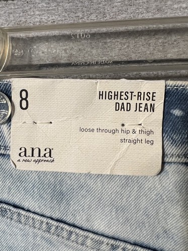 a.n.a Womens Highest Rise Dad Jean Size 8 Straight Leg Light Blue distressed - Picture 3 of 4