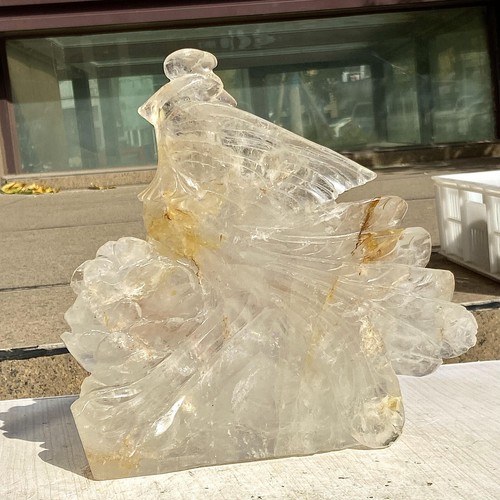 7.32LB Natural white crystal quartz mineral hand carved peacock decoration - 第 1/12 張圖片