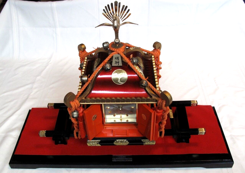 Vintage 1970's Mikoshi Palanquin Shrine Painted Japan Wood with Citizen Clock - Picture 3 of 22