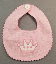 Baby Girl Nwot Beautiful Little Princess Pink Check Crown Baby Bib