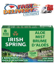 Irish Spring Bar Soap for Men, Aloe Mist Deodorant Bar Soap, 3.7 Oz, 8 Pack