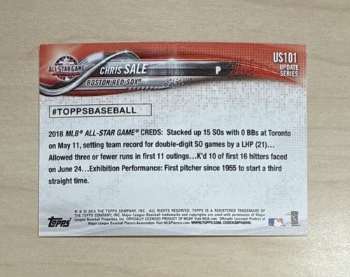CHRIS SALE ASG - 2018 Topps On Demand MINI #US101 - BOSTON RED SOX - Picture 2 of 2