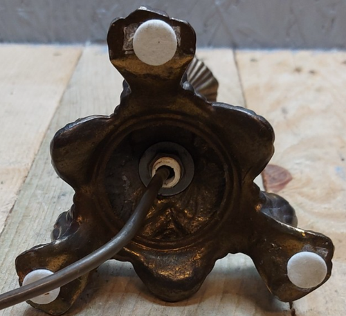 Lampada da tavolo vintage in ottone stile candelabro ottone massiccio comodino - Foto 12 di 12