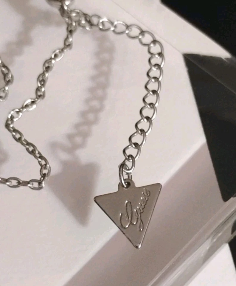 Дизайнерский GUESS посеребренный цветок подвеска с прозрачными стразами на 15» + цепочка! - Изображение 3 из 4