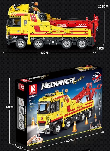 Reobrix Technic 22012 Wrecker Truck Building Blocks Set, Remote Control Tow T... - Picture 7 of 9
