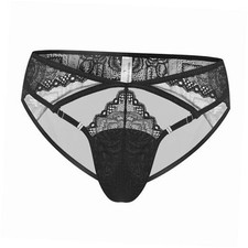 Mens Lace Hiding Gaff Panties Underwear Brief Adjustable XX-Large Style a Black