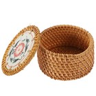 Weaving Rattan Round Tea Leaf Storage Basket Creative Fruit Basket Storage