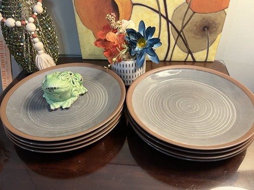 "Platos de cena de gres Colby Food Network 4 esmalte marrón gris 11"" (2 juegos disponibles)" - Imagen 9 de 9