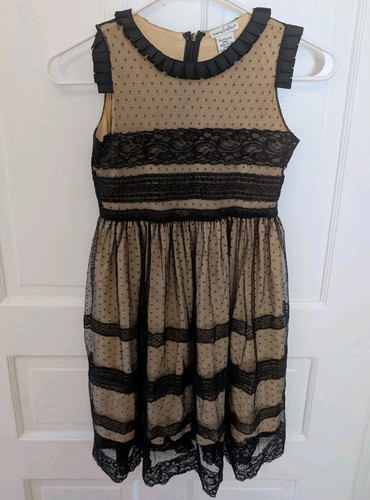 GIRLS CHASING FIREFLIES SIZE 8 BLACK AND BEIGE DRESS - Picture 1 of 2