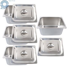 4-Piece Commercial Steam Pan Set: 1/2 Size 6" Deep Stainless Steel with Lids